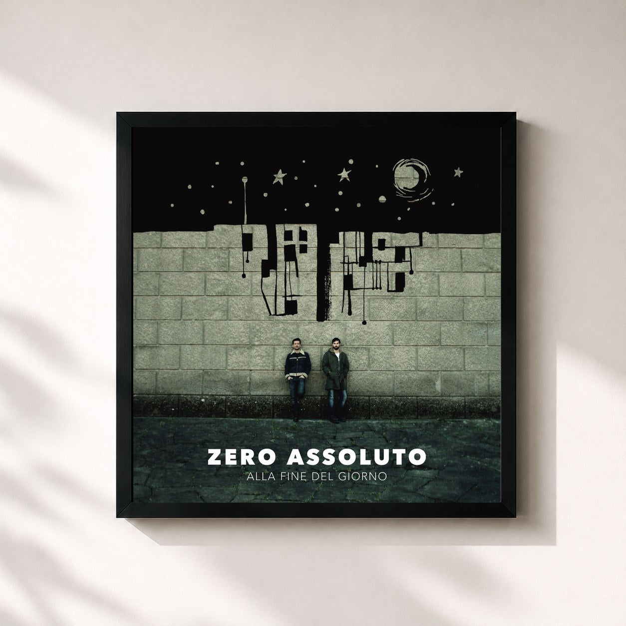 #noir Tableau carré de l'album Alla Fine Del Giorno de Zero Assoluto, cadre noir 32x32 cm