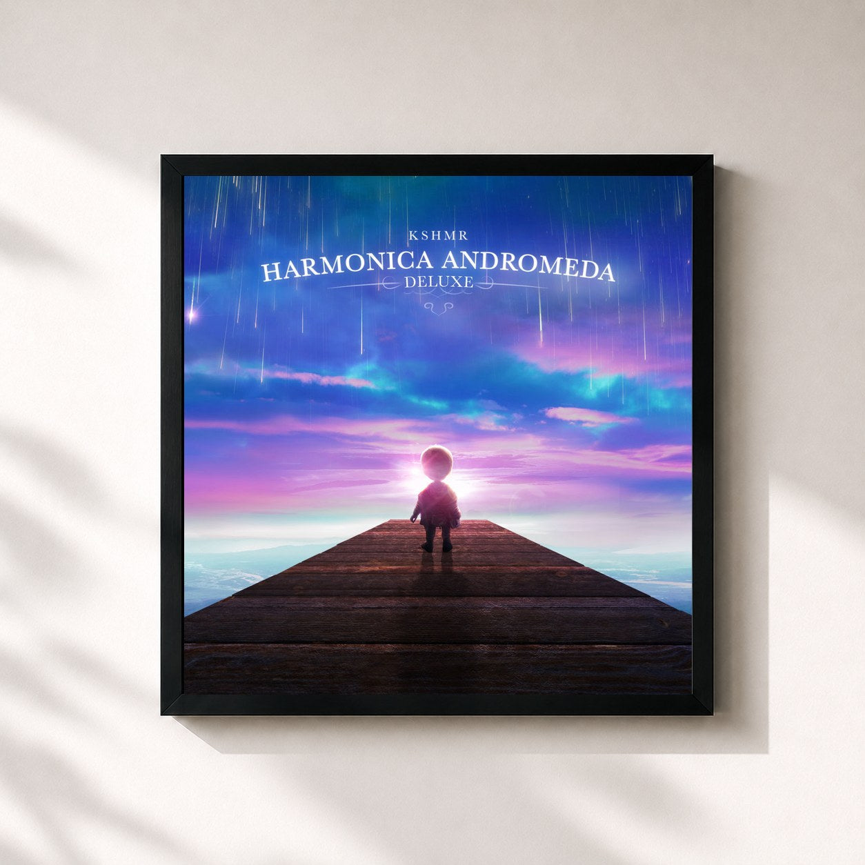 #noir Tableau carré de l'album Harmonica Andromeda (Deluxe) de KSHMR, cadre noir 32x32 cm