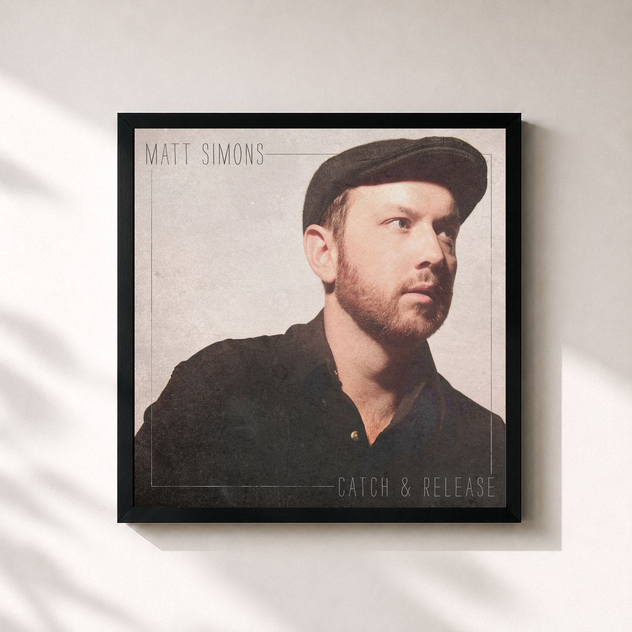 #noir Tableau carré de l'album Catch & Release de Matt Simons, cadre noir 32x32 cm