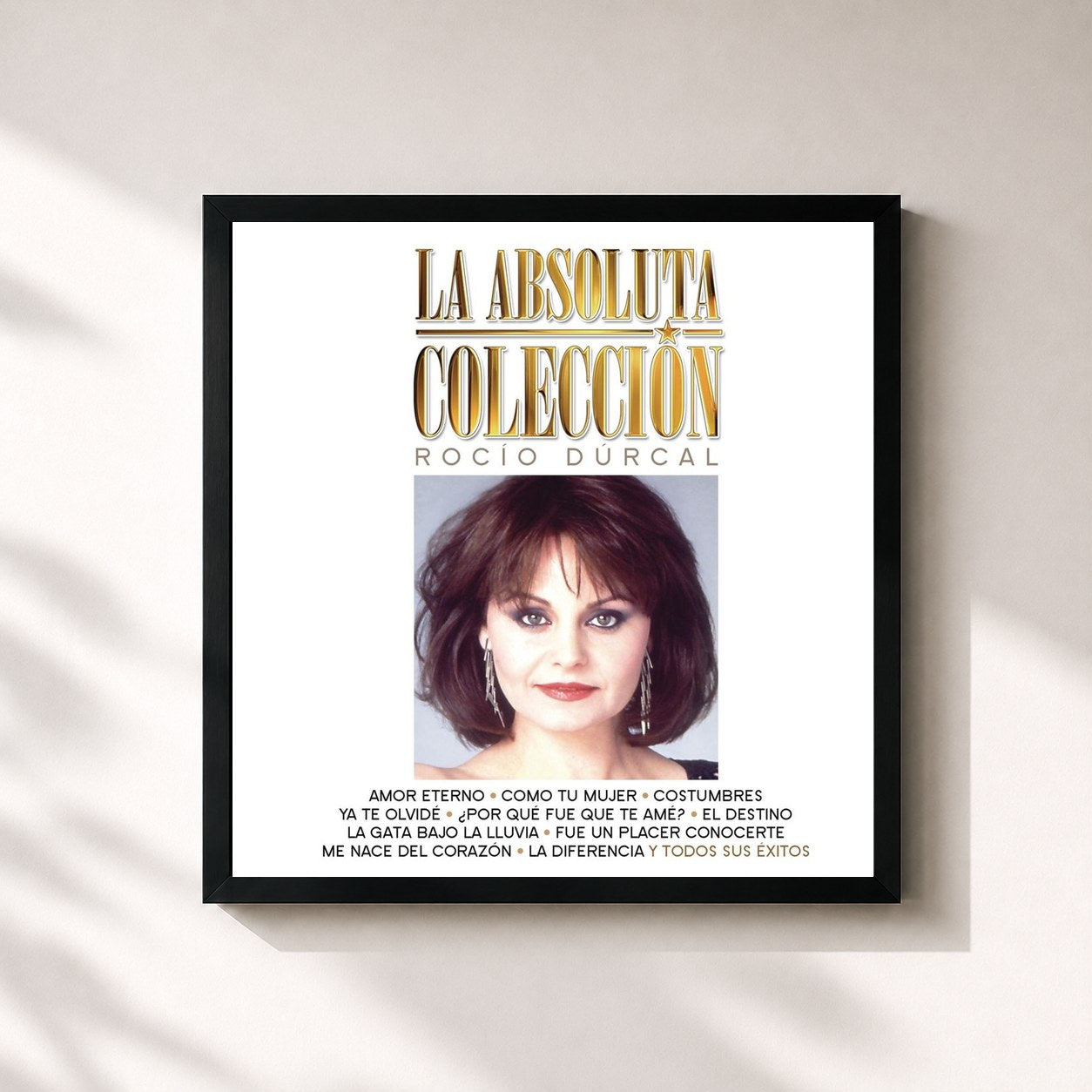 #noir Tableau carré de l'album La Absoluta Colección de Rocio Durcal, cadre noir 32x32 cm
