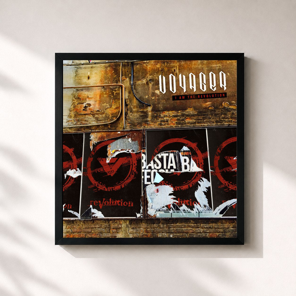 #noir Tableau carré de l'album I Am the Revolution de Voyager, cadre noir 32x32 cm