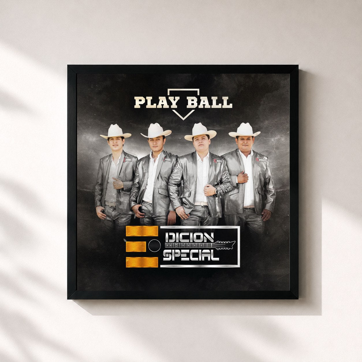 #noir Tableau carré de l'album Playball de Edicion Especial, cadre noir 32x32 cm