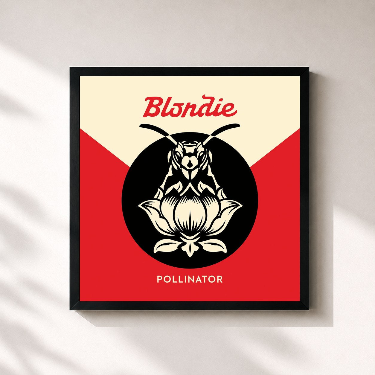 #noir Tableau carré de l'album Pollinator de Blondie, cadre noir 32x32 cm