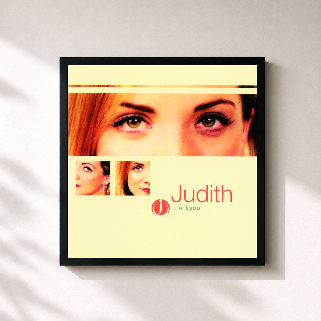 #noir Tableau carré de l'album Thank You de Judith, cadre noir 32x32 cm