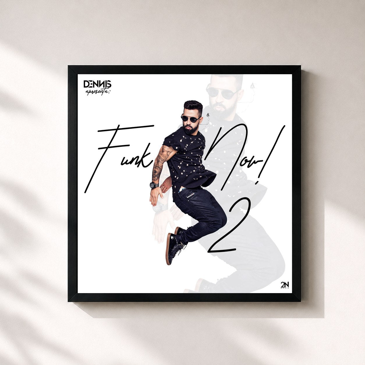 #noir Tableau carré de l'album Dennis Dj Apresenta: Funk Now!, Vol. 2 de DENNIS, cadre noir 32x32 cm