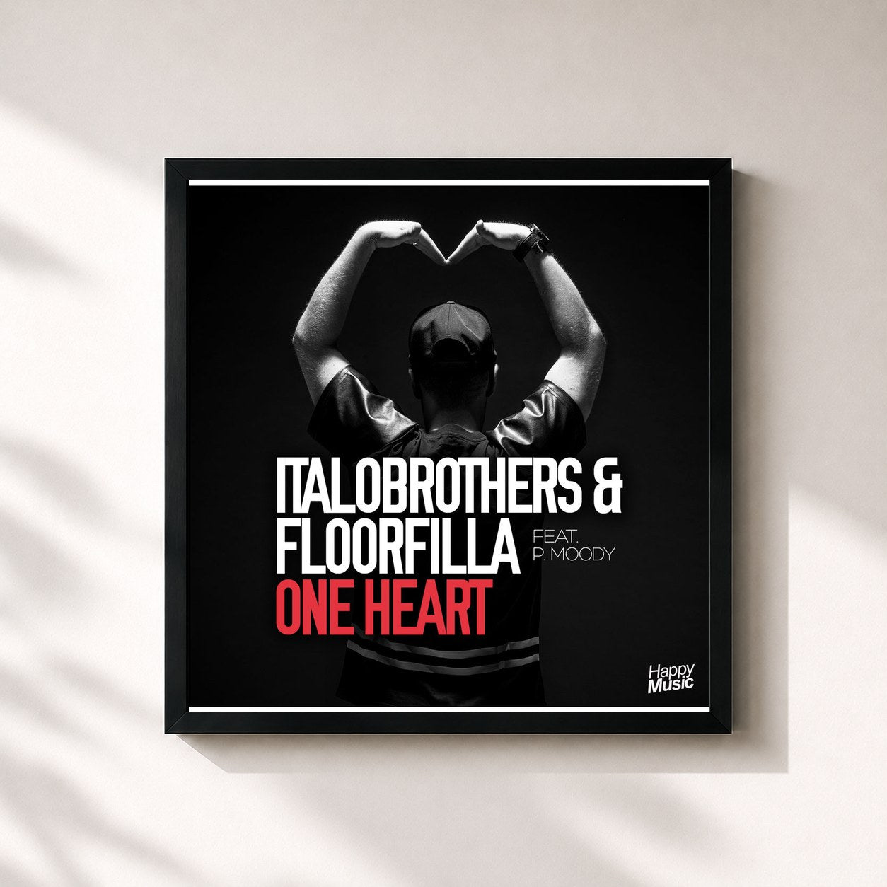 #noir Tableau carré de l'album One Heart - EP de ItaloBrothers, cadre noir 32x32 cm