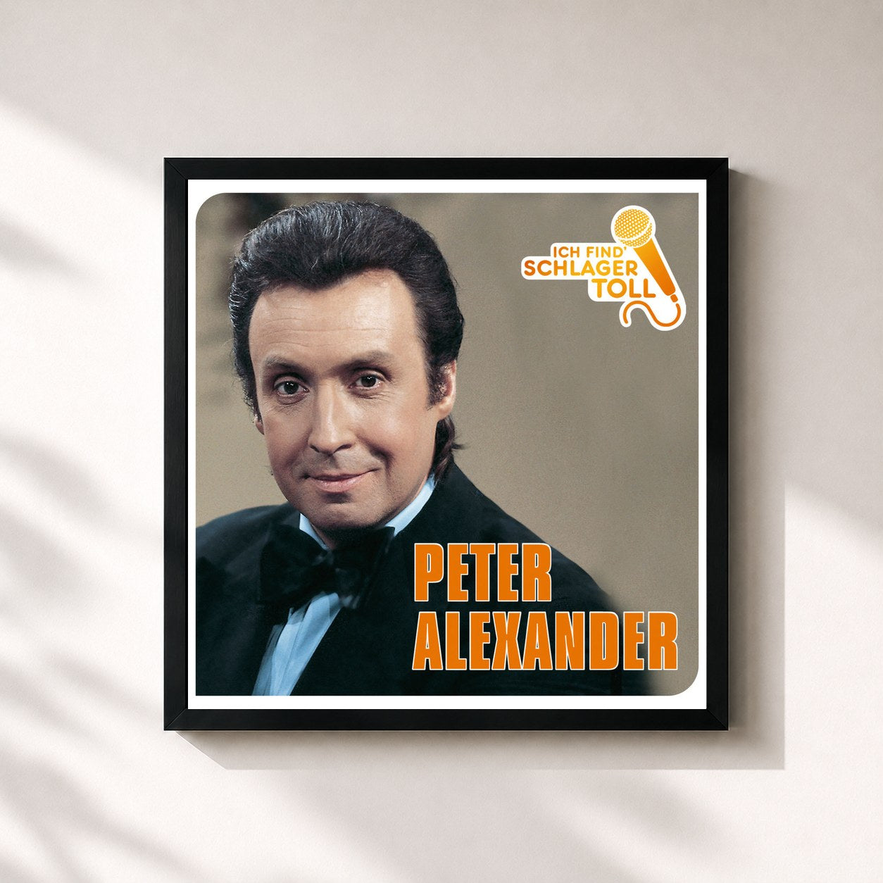 #noir Tableau carré de l'album Ich find' Schlager toll de Peter Alexander, cadre noir 32x32 cm