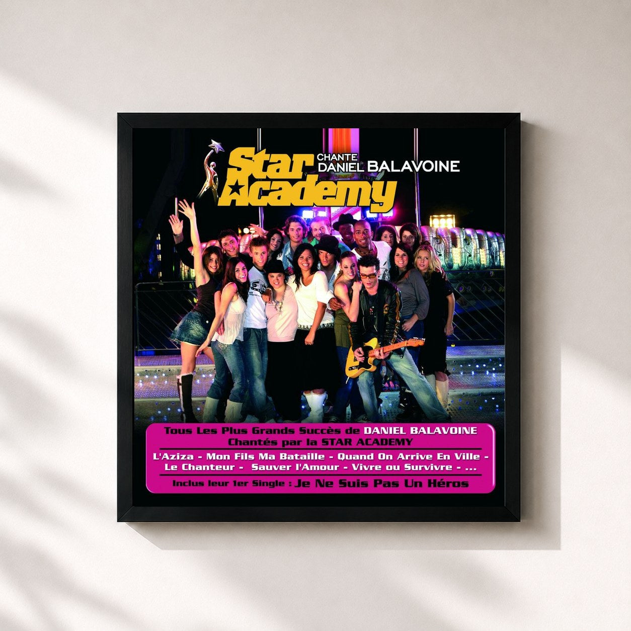 #noir Tableau carré de l'album Star Academy Chante Daniel Balavoine de Star Academy, cadre noir 32x32 cm
