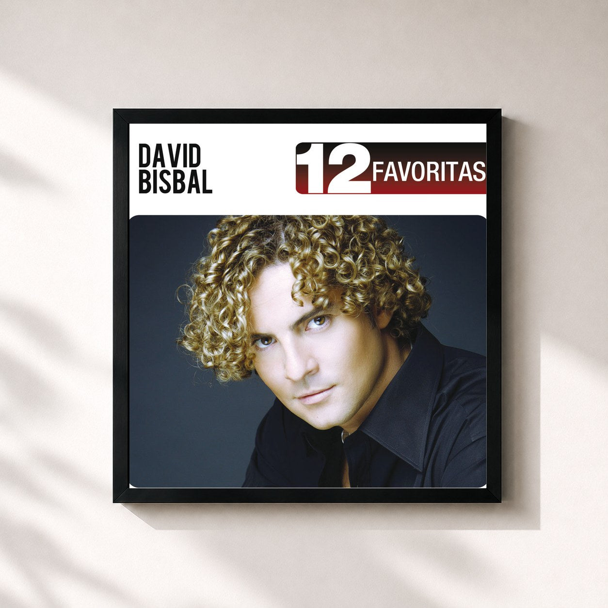 #noir Tableau carré de l'album 12 Favoritas de David Bisbal, cadre noir 32x32 cm