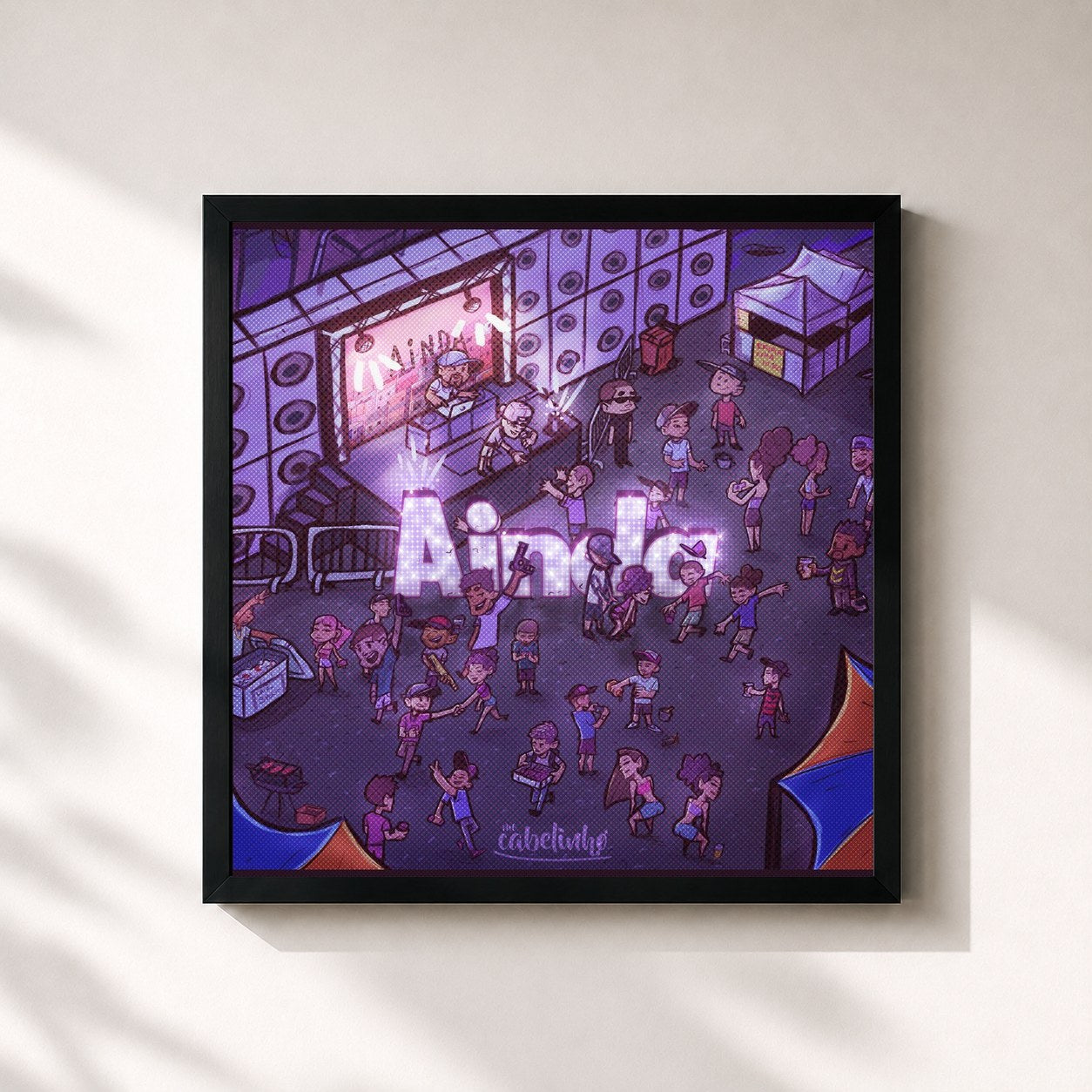 #noir Tableau carré de l'album Ainda de MC Cabelinho, cadre noir 32x32 cm