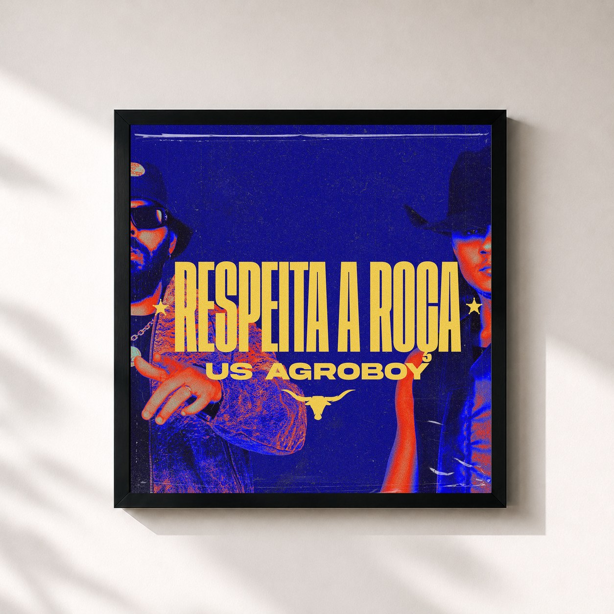 #noir Tableau carré de l'album Respeita a Roça de US Agroboy, cadre noir 32x32 cm