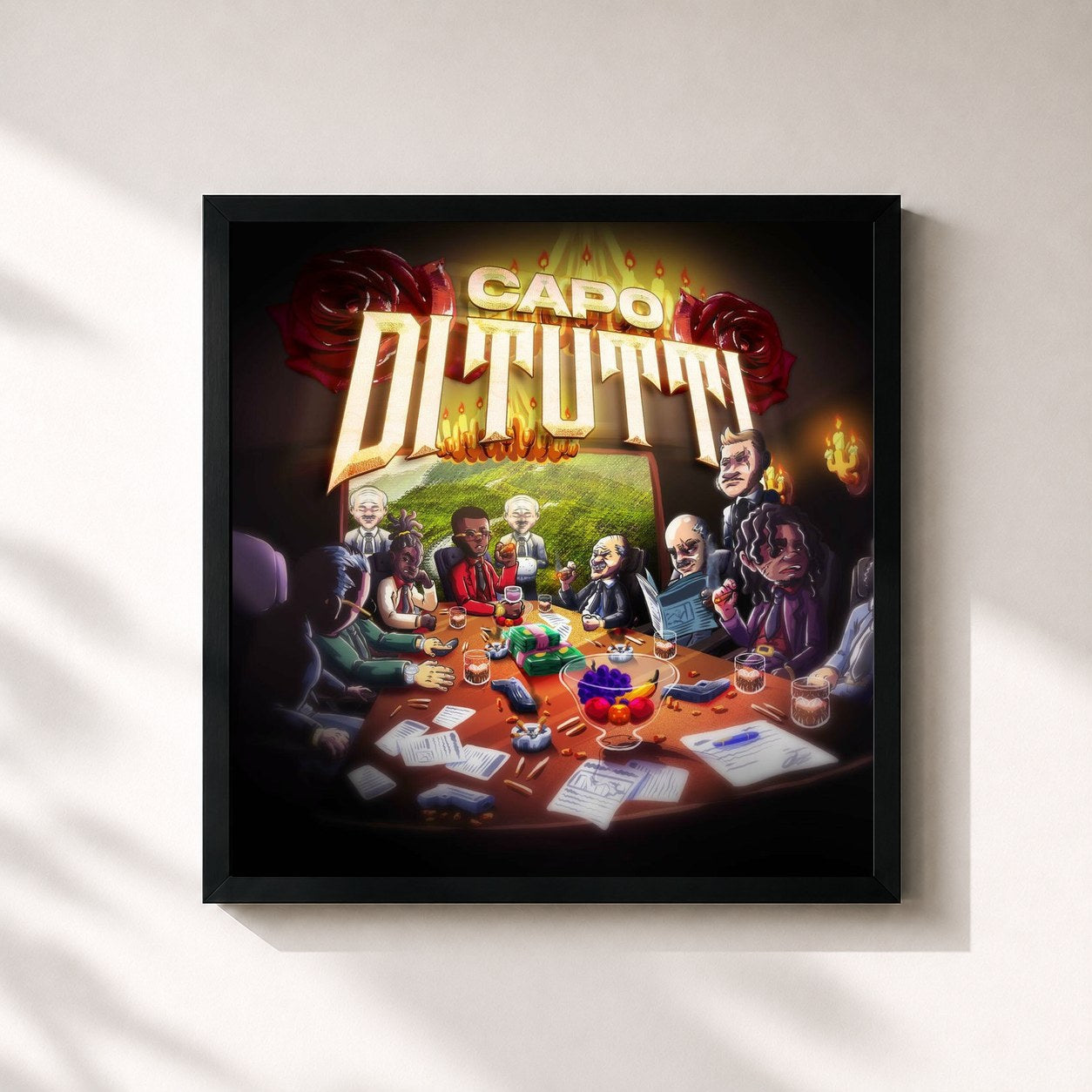 #noir Tableau carré de l'album Capo Di Tutti de D-Double, cadre noir 32x32 cm