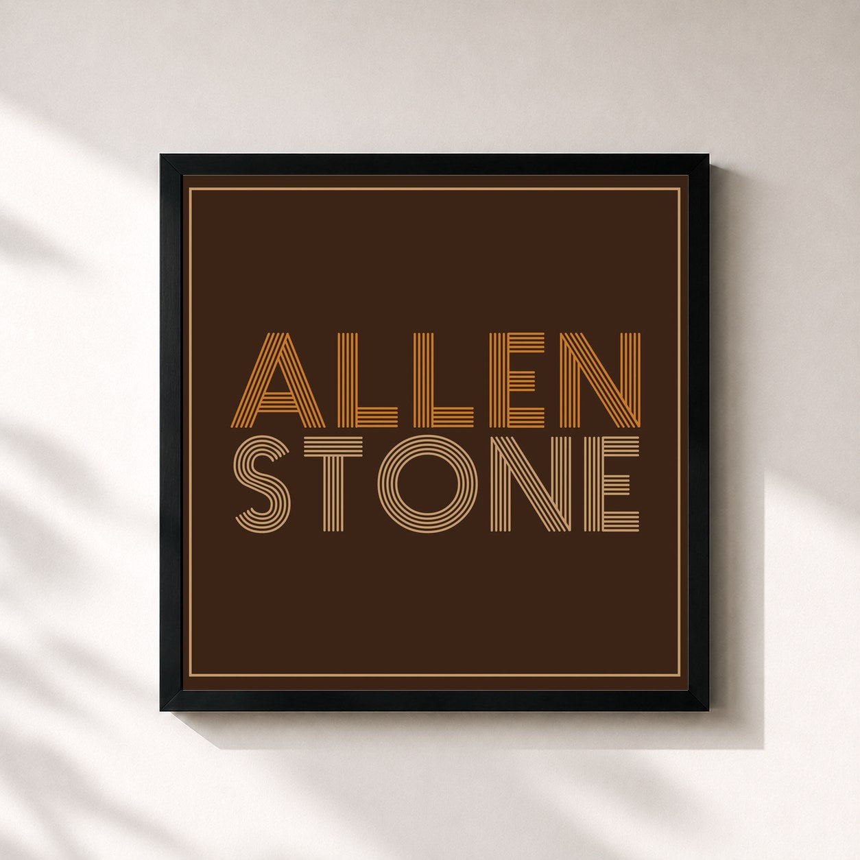 #noir Tableau carré de l'album Allen Stone de Allen Stone, cadre noir 32x32 cm