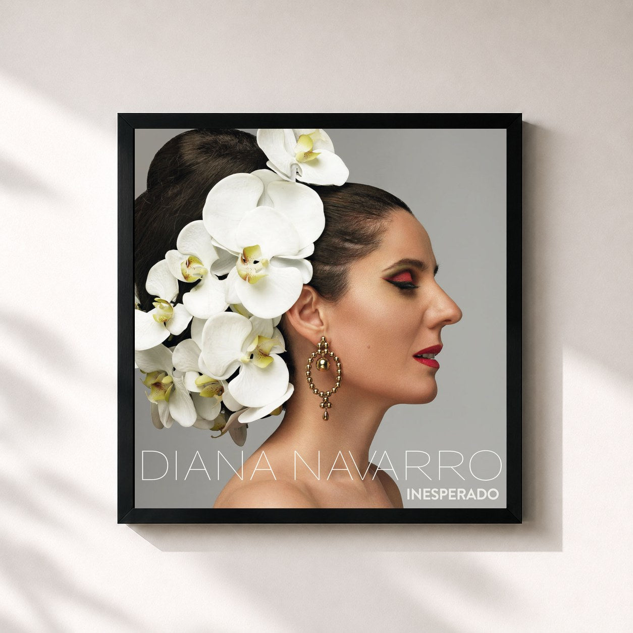 #noir Tableau carré de l'album Inesperado de Diana Navarro, cadre noir 32x32 cm