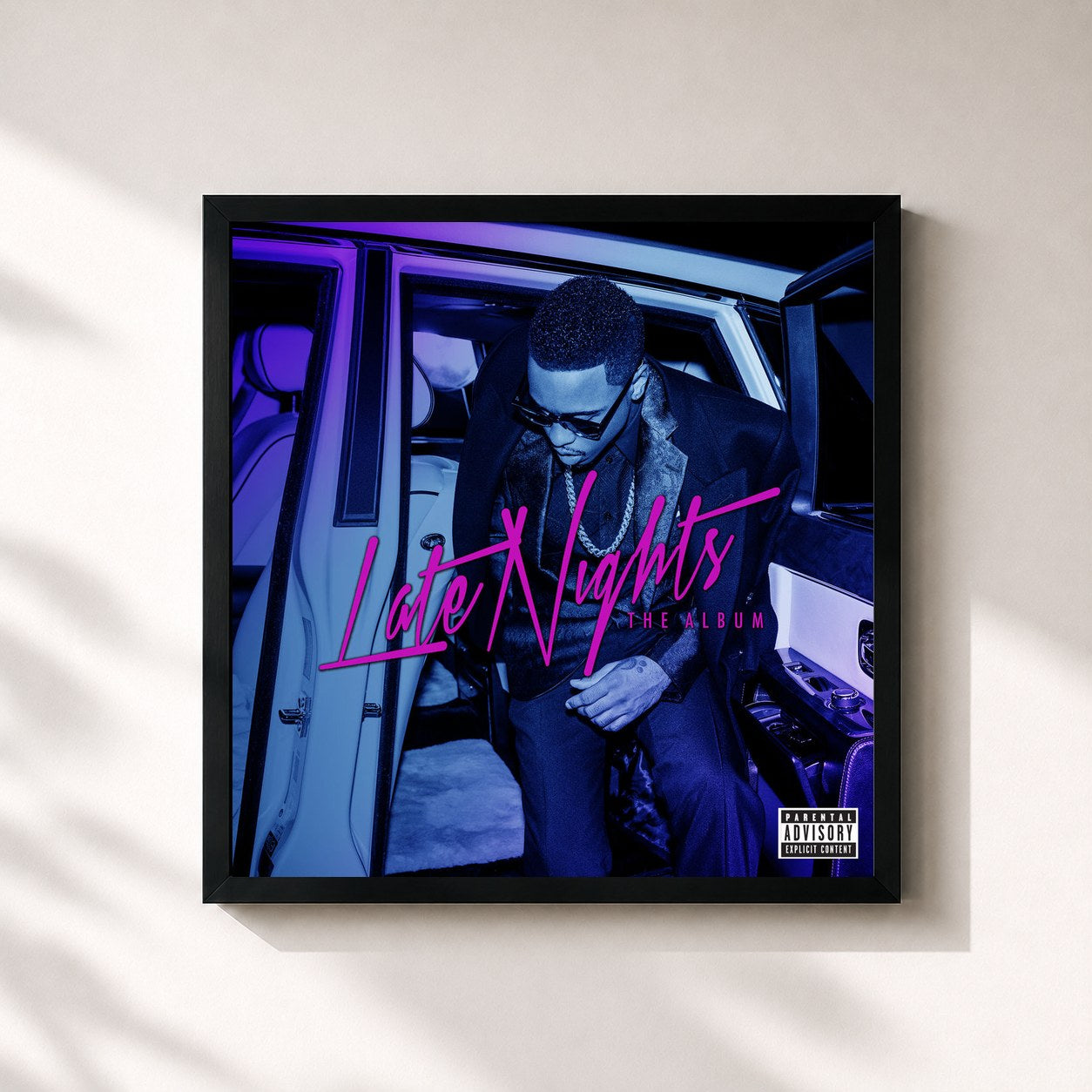 #noir Tableau carré de l'album Late Nights: The Album de Jeremih, cadre noir 32x32 cm