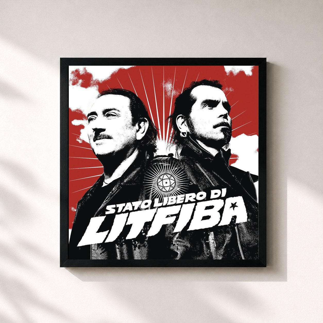 #noir Tableau carré de l'album Stato Libero Di Litfiba de Litfiba, cadre noir 32x32 cm