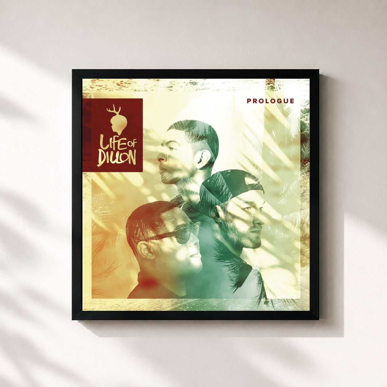 #noir Tableau carré de l'album Prologue de Life of Dillon, cadre noir 32x32 cm