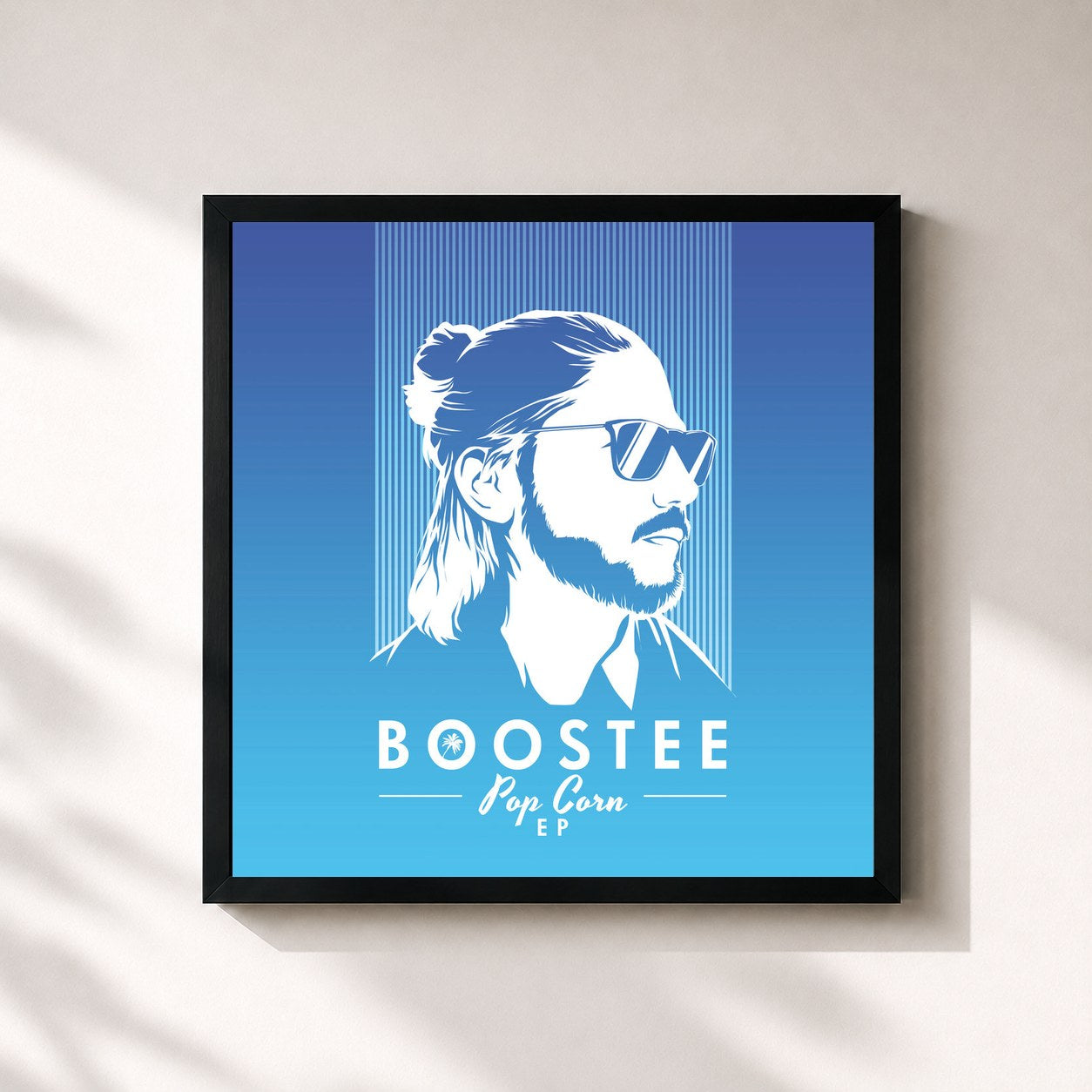 #noir Tableau carré de l'album Pop Corn - EP de Boostee, cadre noir 32x32 cm