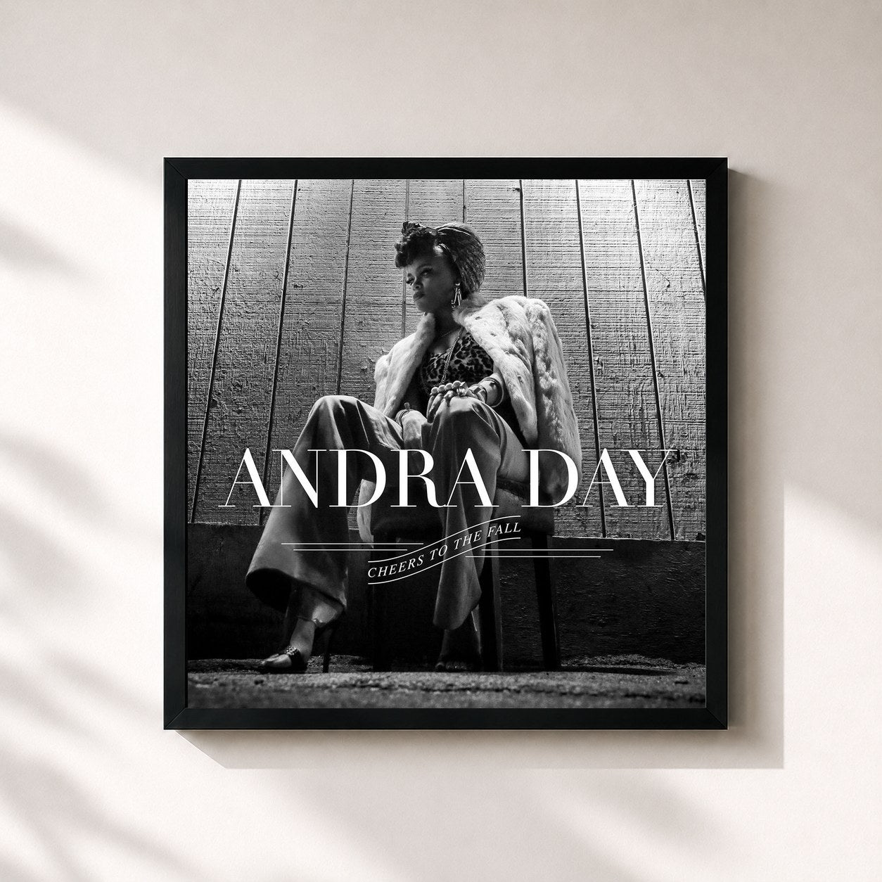 #noir Tableau carré de l'album Cheers to the Fall de Andra Day, cadre noir 32x32 cm