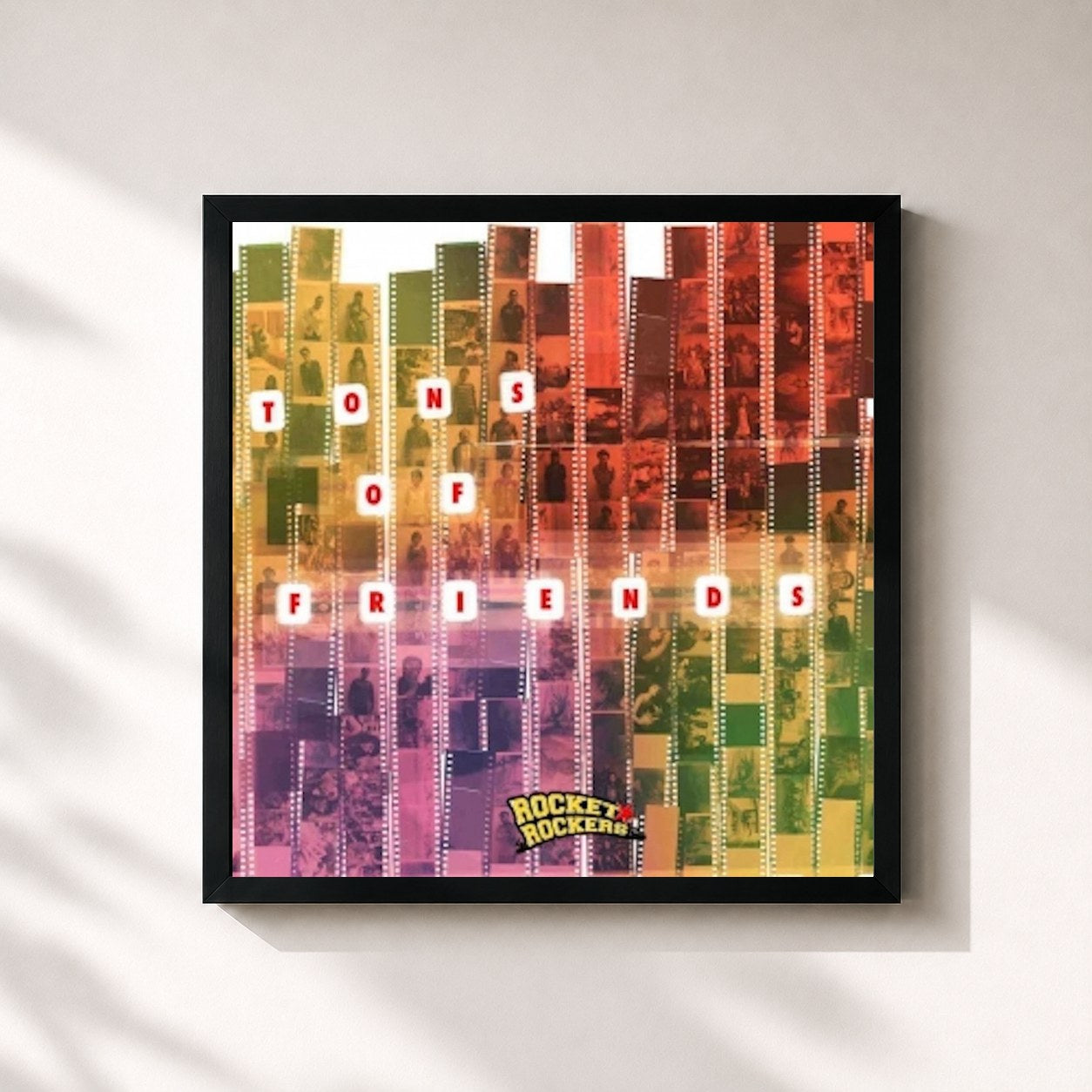 #noir Tableau carré de l'album Tons Of Friends de Rocket Rockers, cadre noir 32x32 cm
