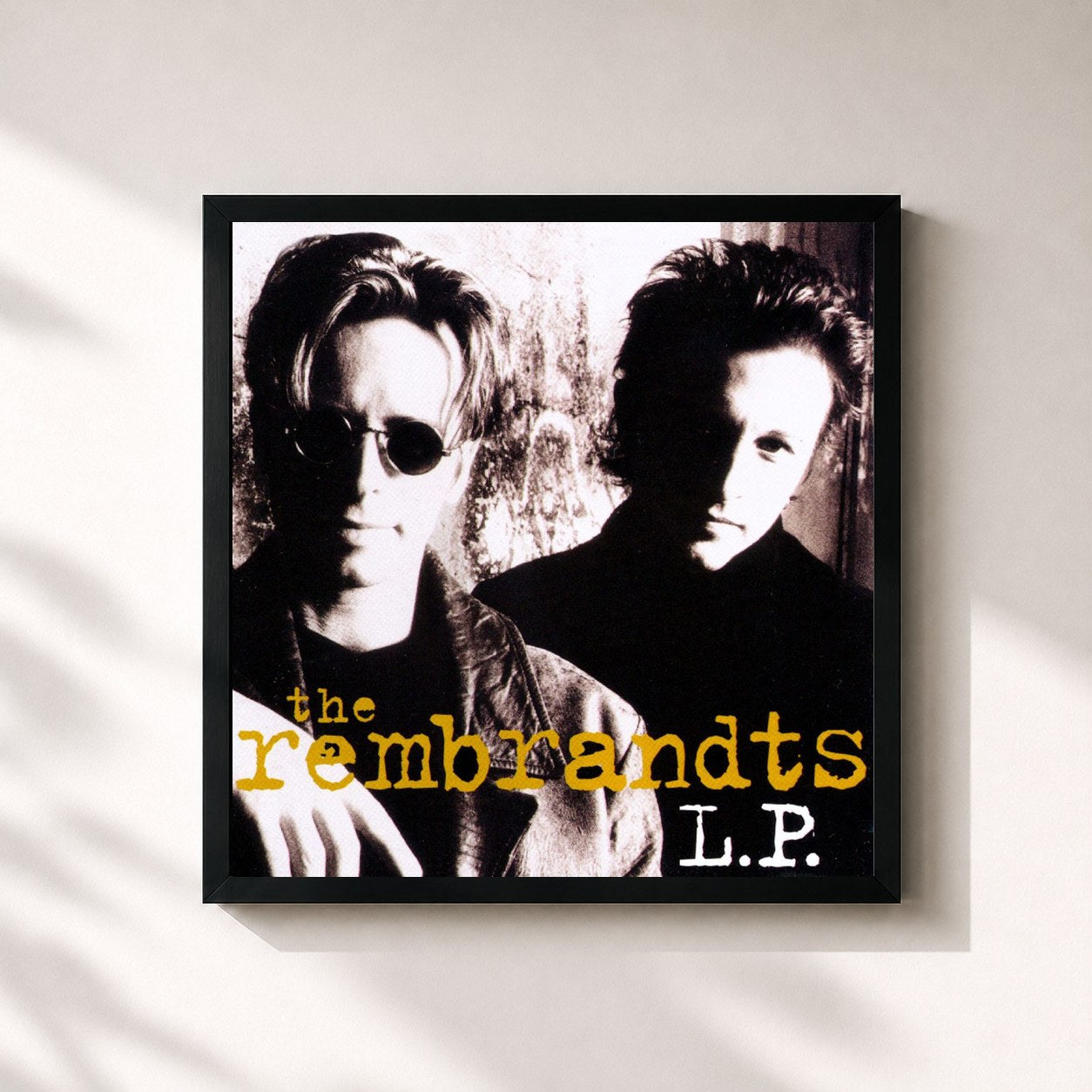 #noir Tableau carré de l'album L.P. de The Rembrandts, cadre noir 32x32 cm