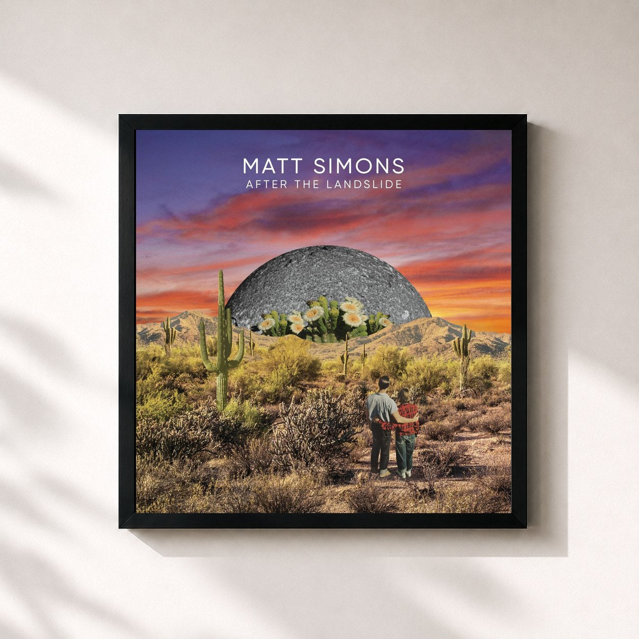 #noir Tableau carré de l'album After The Landslide de Matt Simons, cadre noir 32x32 cm