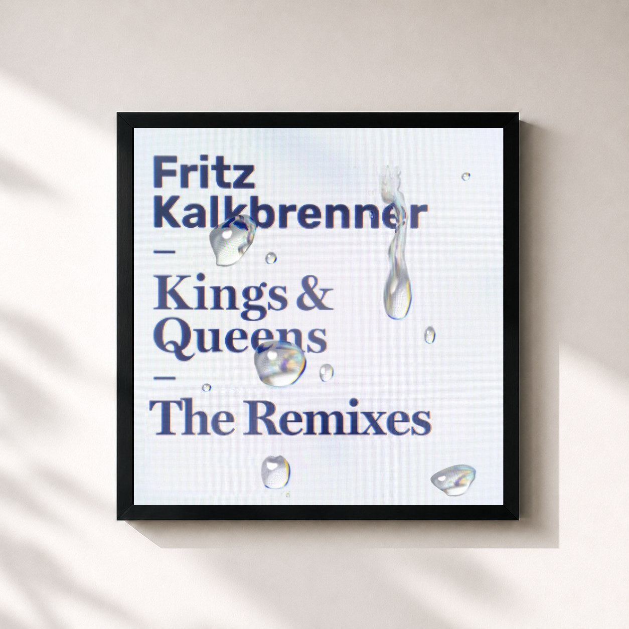 #noir Tableau carré de l'album Kings & Queens (The Remixes) de Fritz Kalkbrenner, cadre noir 32x32 cm