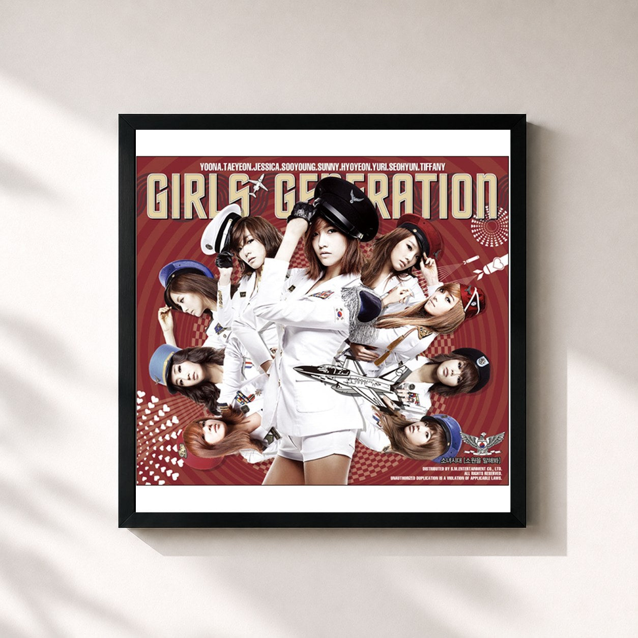 #noir Tableau carré de l'album 소원을 말해봐 Genie - The Second Mini Album de Girls' Generation, cadre noir 32x32 cm