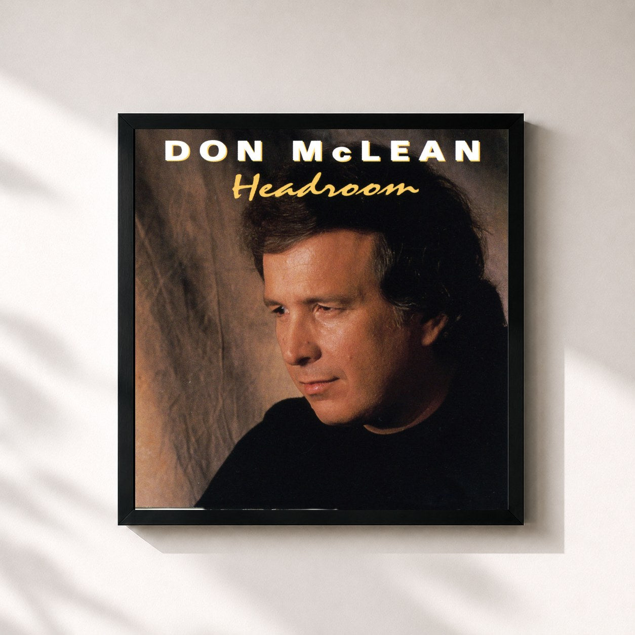 #noir Tableau carré de l'album Headroom de Don McLean, cadre noir 32x32 cm