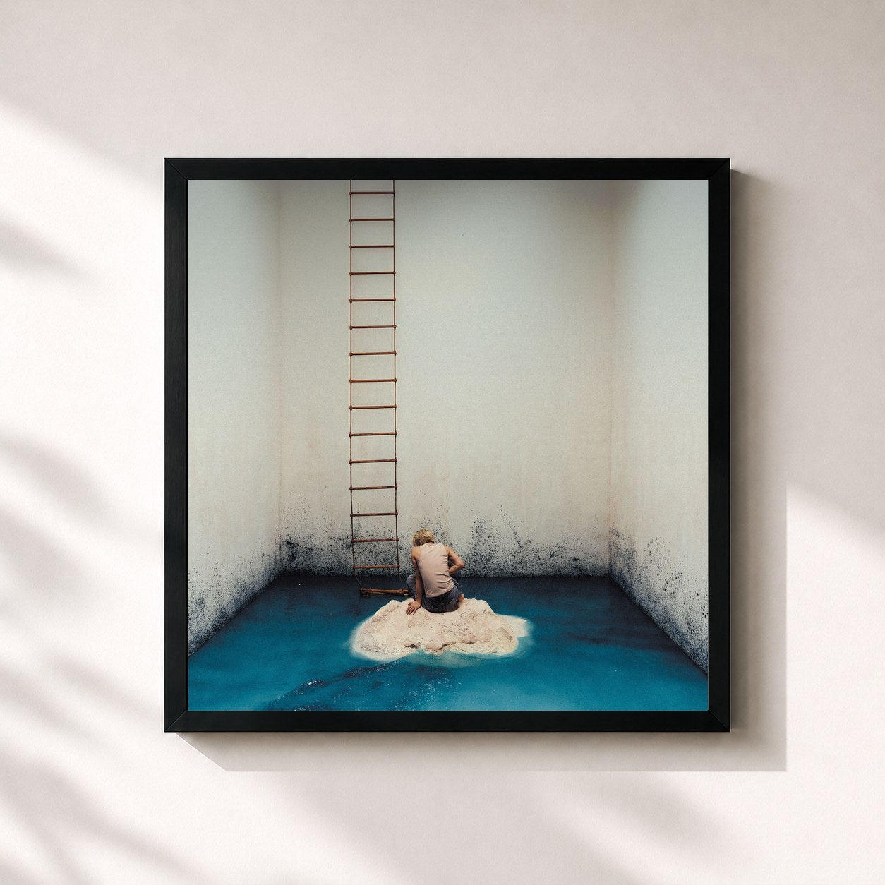 #noir Tableau carré de l'album Between Cobalt and Navy de BIG Naughty, cadre noir 32x32 cm