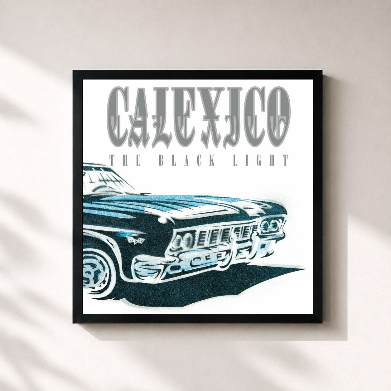 #noir Tableau carré de l'album The Black Light (20th Anniversary Edition) de Calexico, cadre noir 32x32 cm