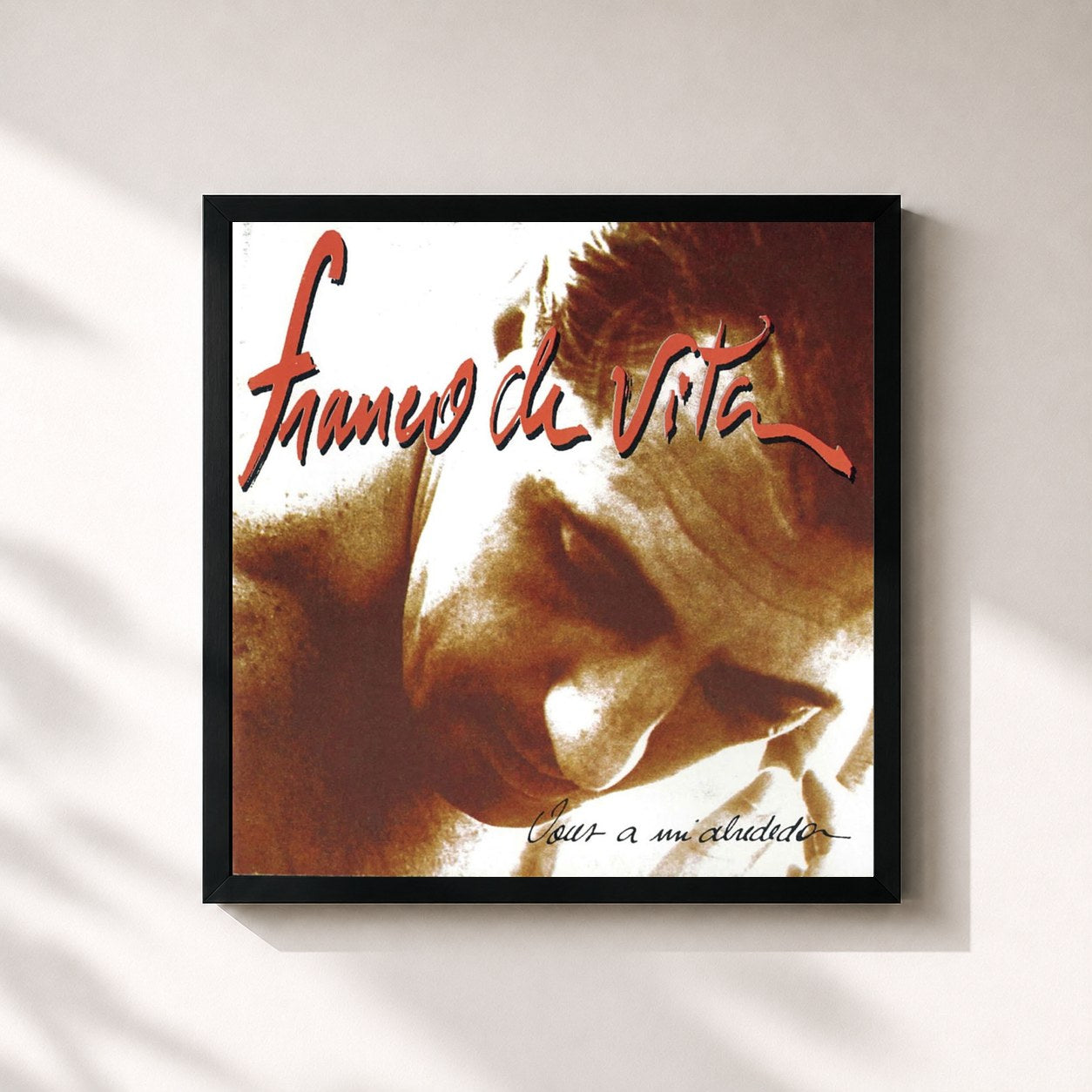#noir Tableau carré de l'album Voces A Mi Alrededor de Franco de Vita, cadre noir 32x32 cm