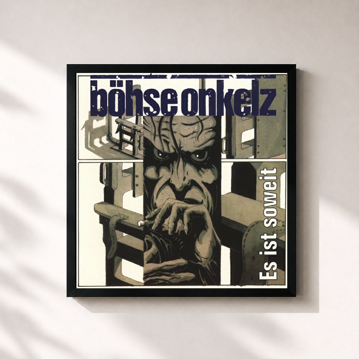 #noir Tableau carré de l'album Es ist soweit de Böhse Onkelz, cadre noir 32x32 cm