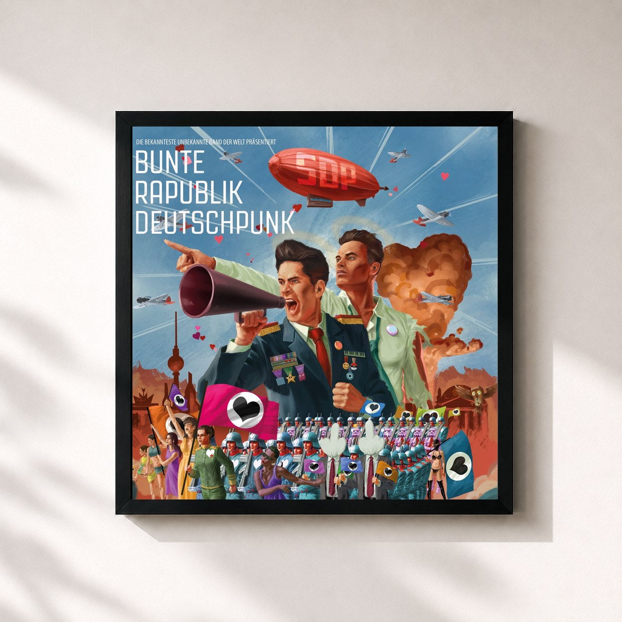 #noir Tableau carré de l'album Bunte Rapublik Deutschpunk (Premium Edition) de SDP, cadre noir 32x32 cm