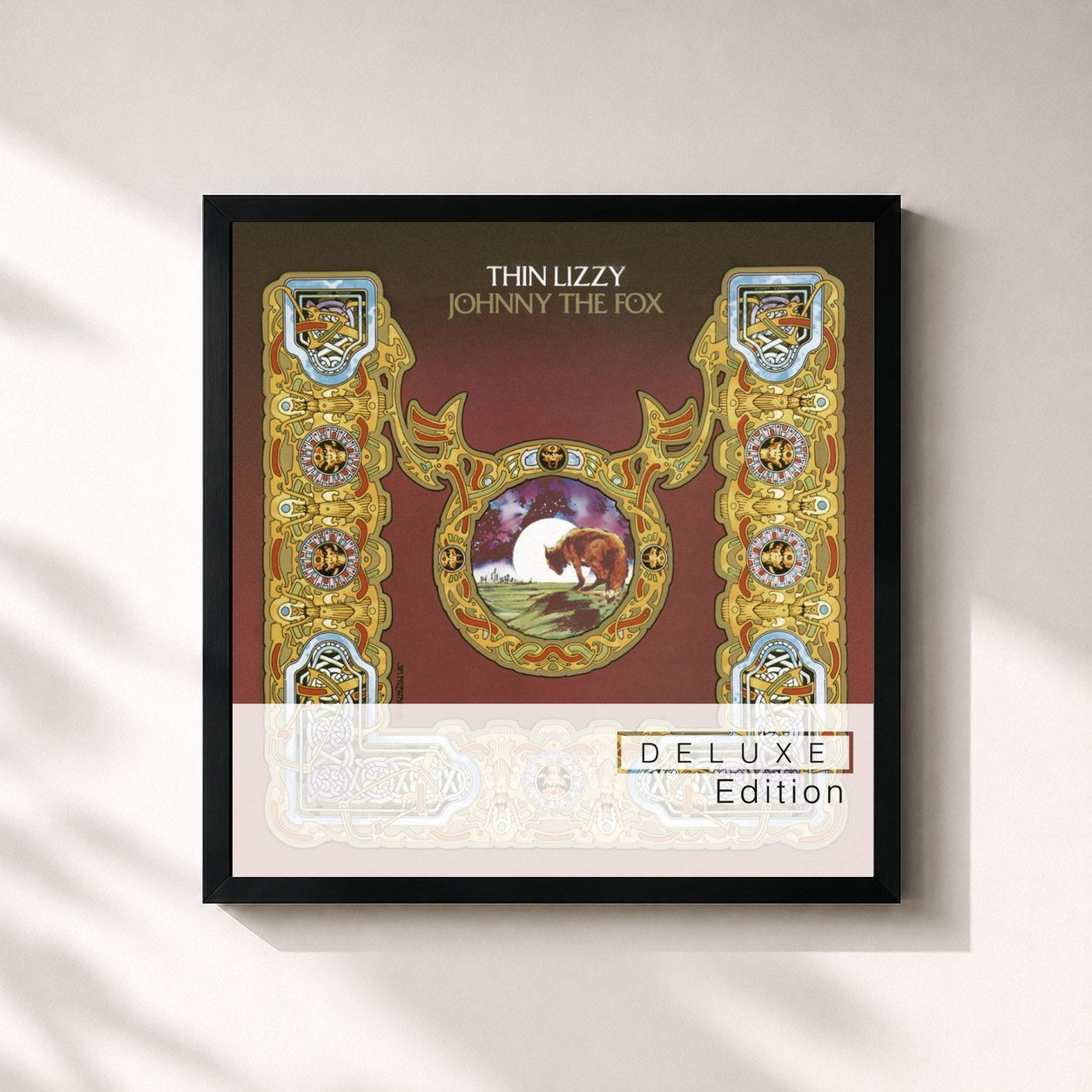 #noir Tableau carré de l'album Johnny The Fox (Deluxe Edition) de Thin Lizzy, cadre noir 32x32 cm