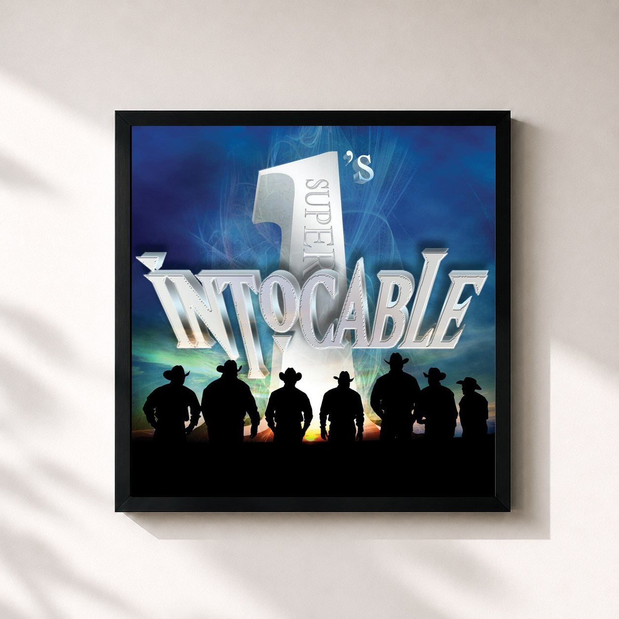 #noir Tableau carré de l'album Super #1's de Intocable, cadre noir 32x32 cm