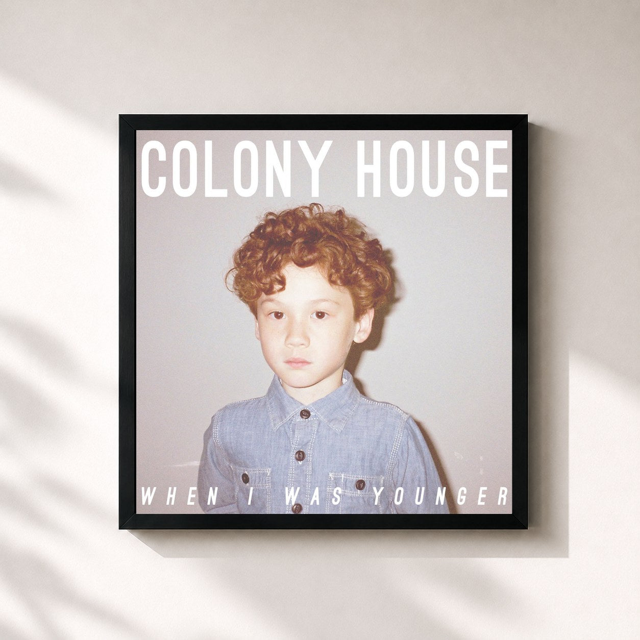 #noir Tableau carré de l'album When I Was Younger de Colony House, cadre noir 32x32 cm