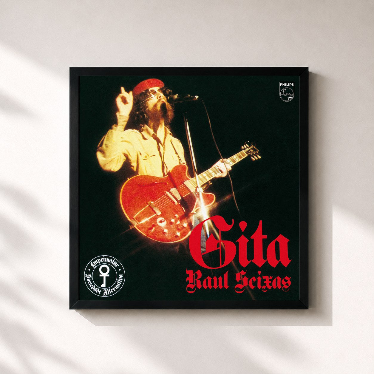 #noir Tableau carré de l'album Gita de Raul Seixas, cadre noir 32x32 cm