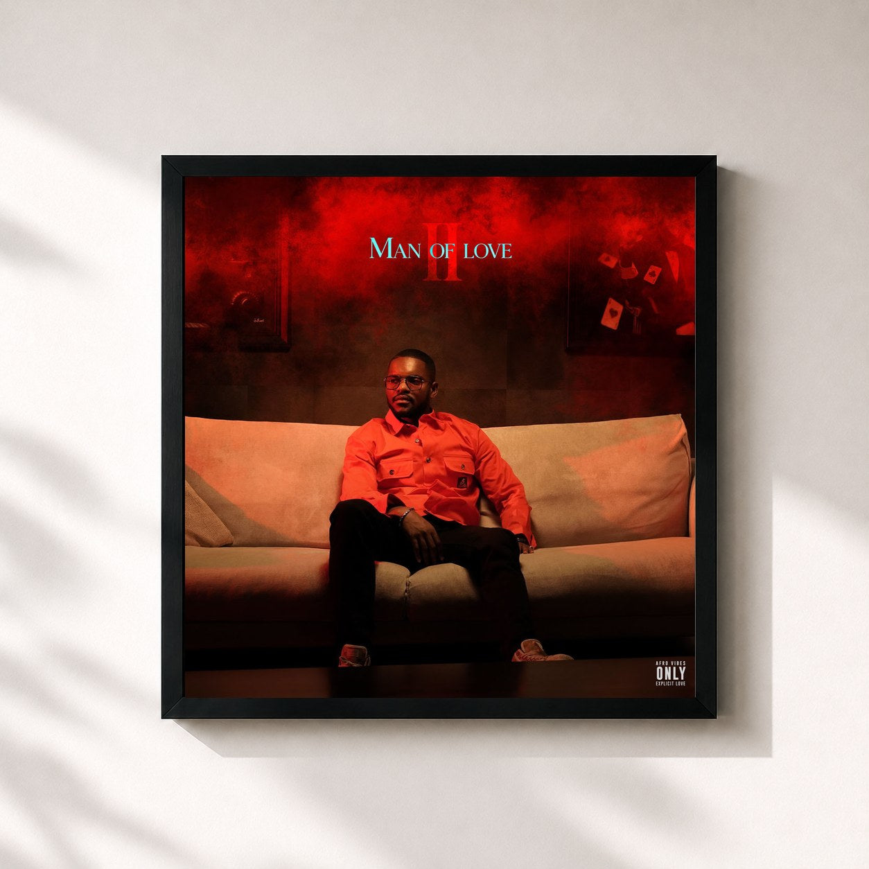 #noir Tableau carré de l'album Man Of Love II de Doks, cadre noir 32x32 cm