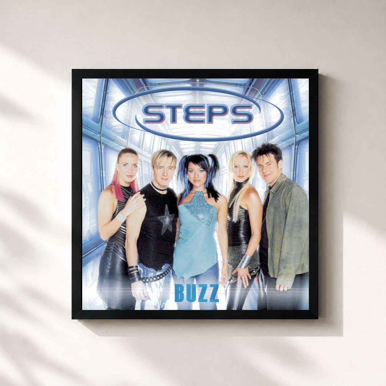 #noir Tableau carré de l'album Buzz de Steps, cadre noir 32x32 cm