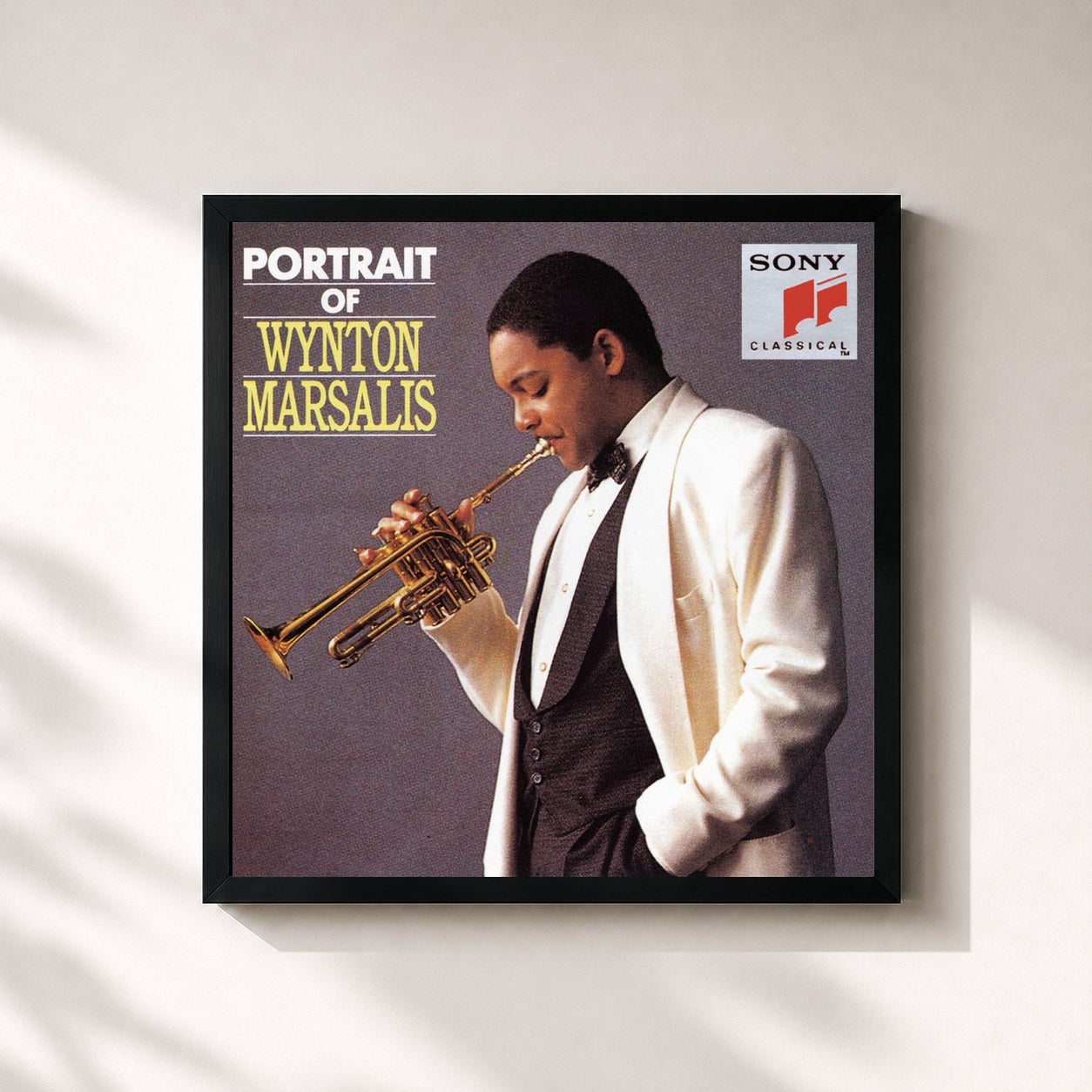 #noir Tableau carré de l'album Portrait of Wynton Marsalis de Wynton Marsalis, cadre noir 32x32 cm