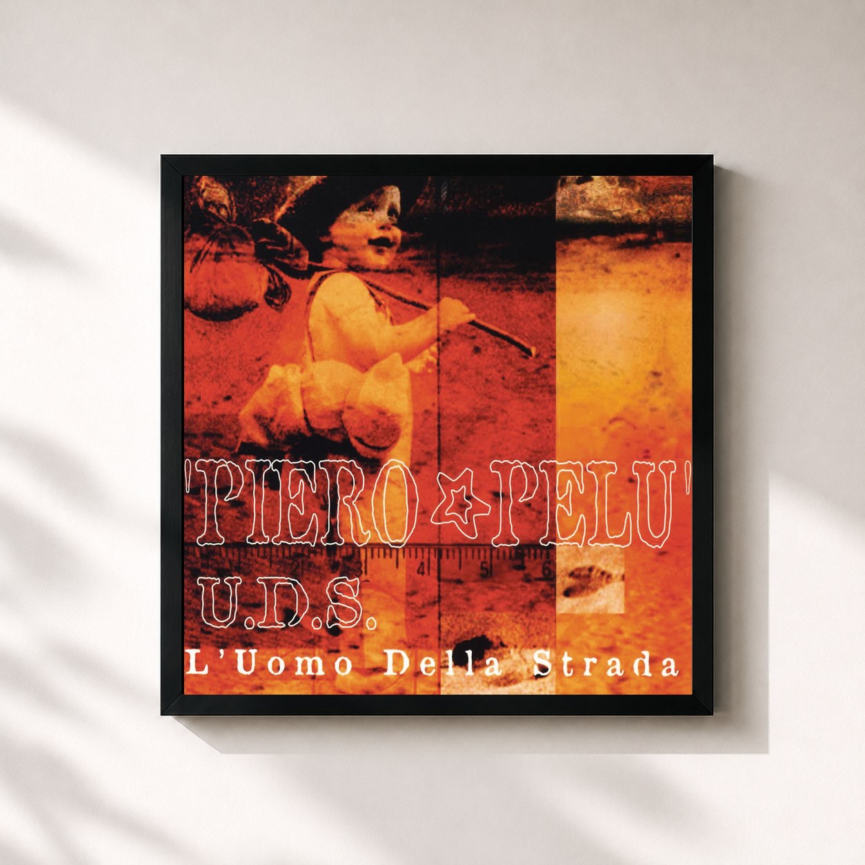 #noir Tableau carré de l'album U.D.S. - L'uomo della Strada de Piero Pelù, cadre noir 32x32 cm