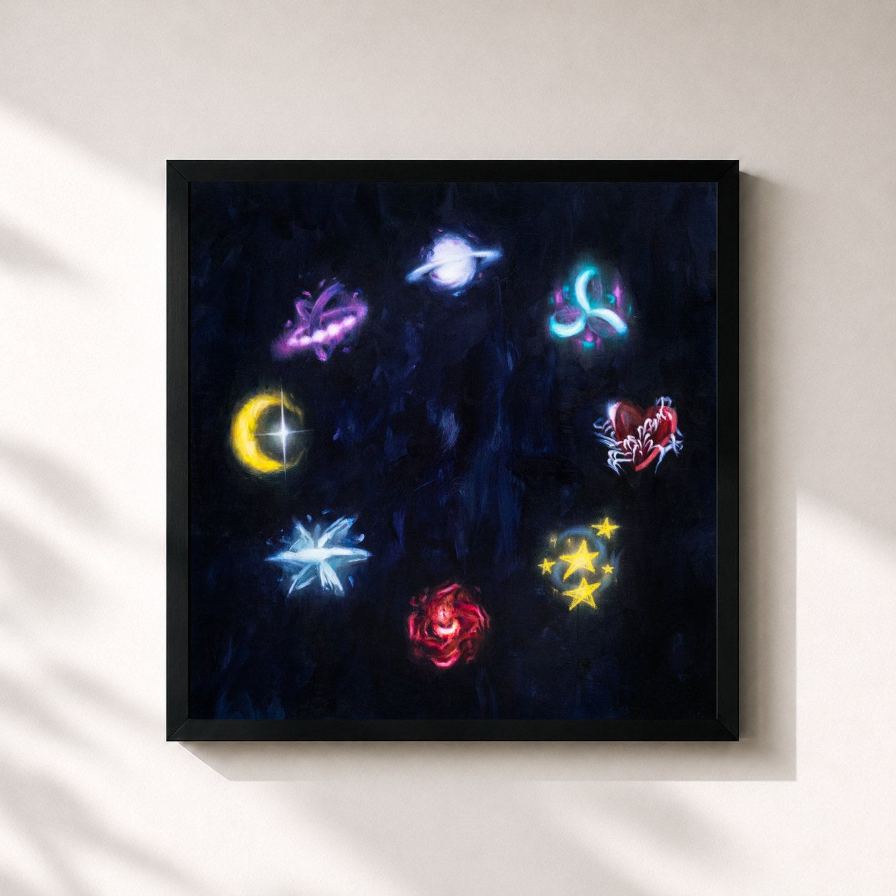 #noir Tableau carré de l'album SAKURA de SAIKO, cadre noir 32x32 cm
