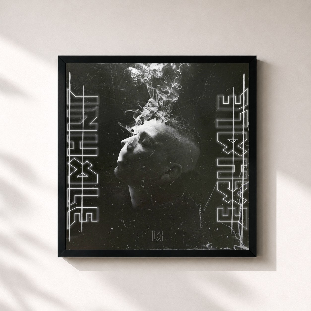 #noir Tableau carré de l'album INHALE/EXHALE de LX, cadre noir 32x32 cm