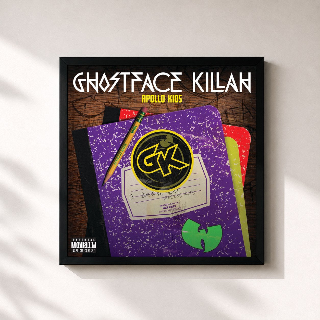 #noir Tableau carré de l'album Apollo Kids de Ghostface Killah, cadre noir 32x32 cm