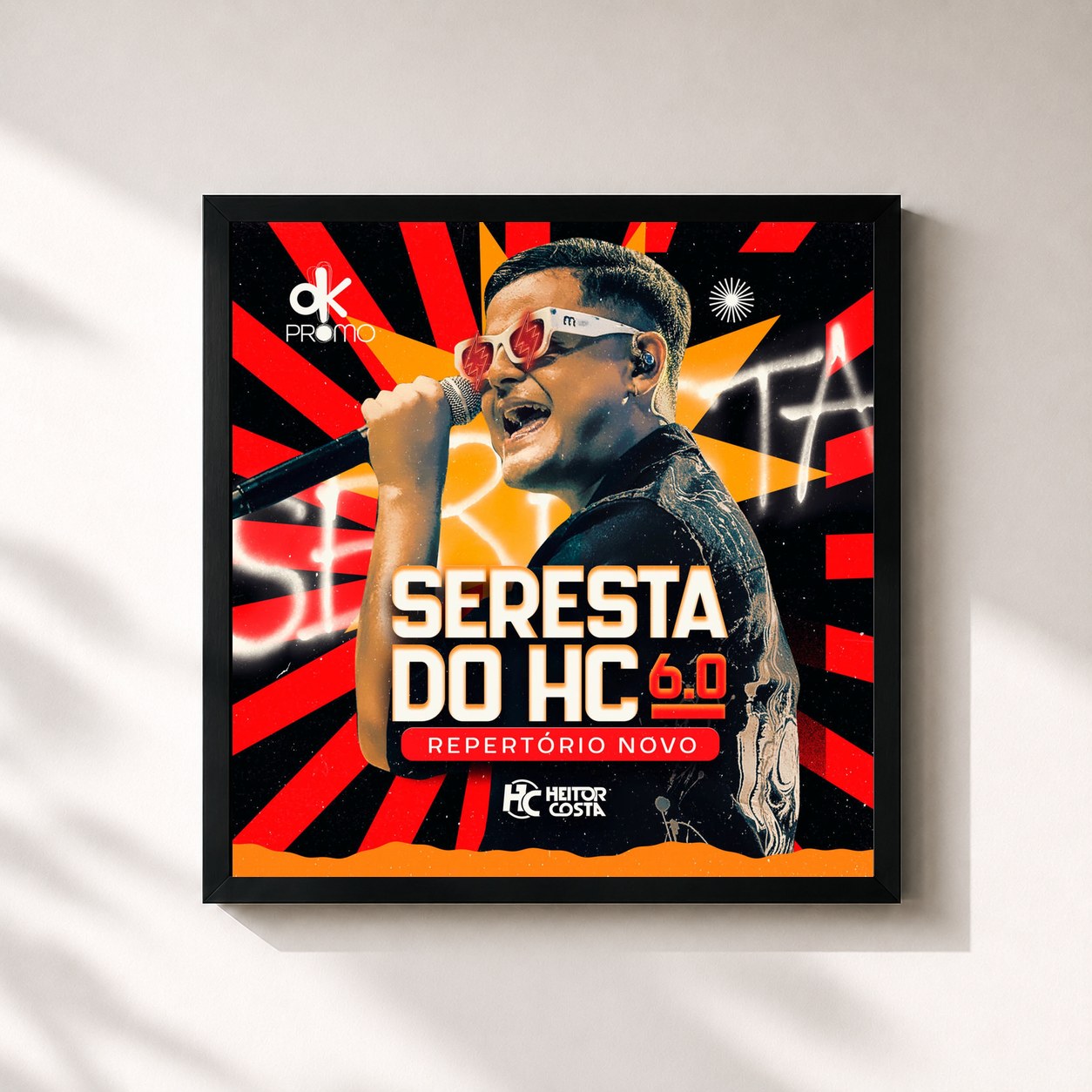 #noir Tableau carré de l'album Seresta do HC 6.0 de Heitor Costa, cadre noir 32x32 cm