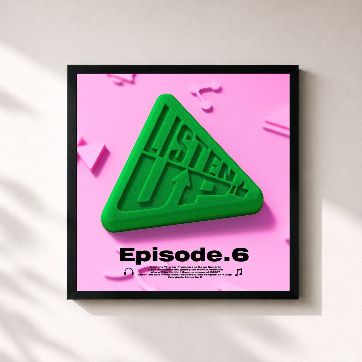 #noir Tableau carré de l'album Listen-Up EP.6 de Saya, cadre noir 32x32 cm
