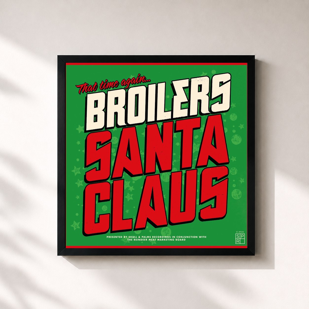 #noir Tableau carré de l'album Santa Claus de Broilers, cadre noir 32x32 cm