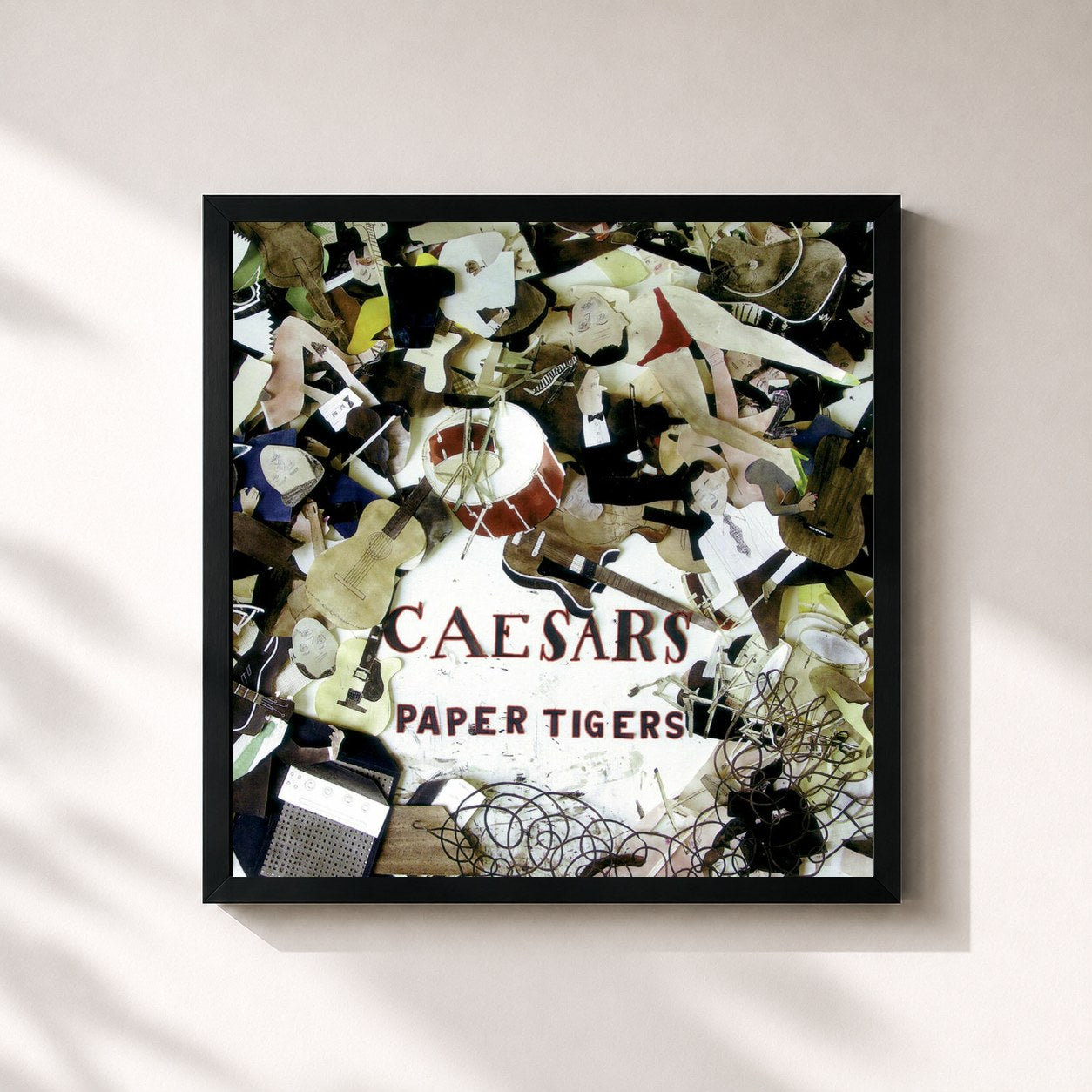 #noir Tableau carré de l'album Paper Tigers de Caesars, cadre noir 32x32 cm