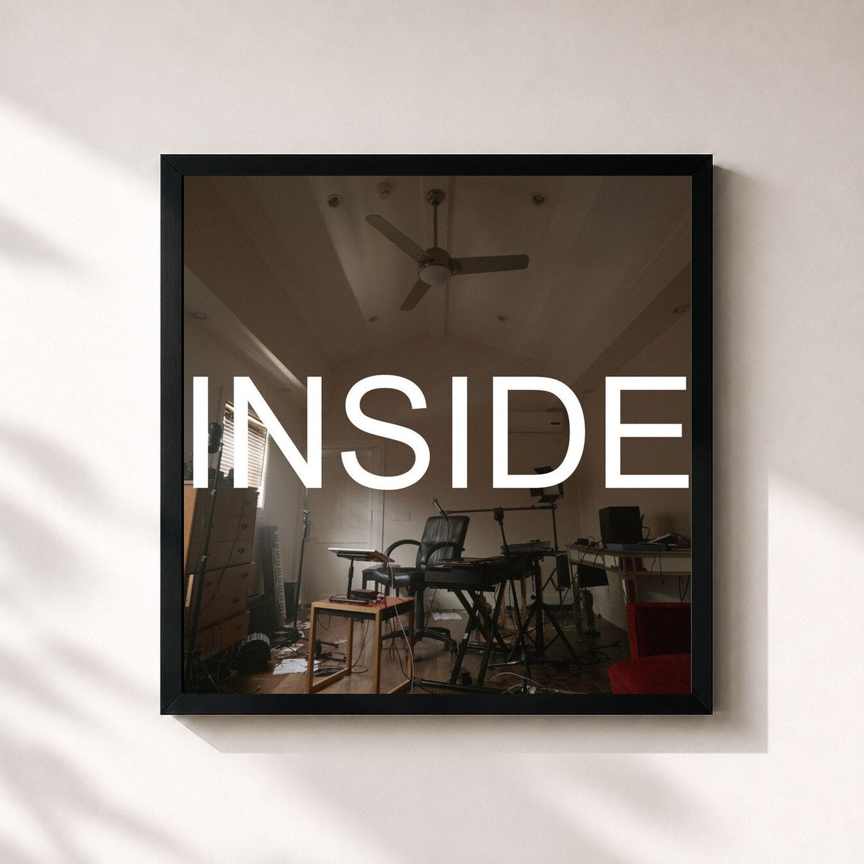 #noir Tableau carré de l'album INSIDE de Bo Burnham, cadre noir 32x32 cm